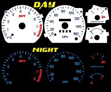 Ford Contour SVT 1998-2000 Reverse Style Illumiglo gauges 98 99 00 1998 1999 2000 glow