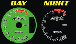 Kawasaki ZX 6 RR ZX6RR ZX6 RR ZX6R ZX6 R 2007 2008 07 08 GREEN FACE Reverse Style Illumiglo Gauges