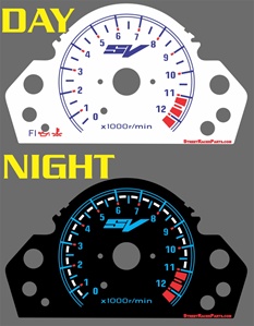 Suzuki SV1000 SV 1000 2003 2004 2005 03 04 05 Reverse Style White Face Illumiglo Gauges